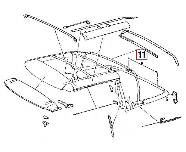 Classic Trim Parts - Bow and Fabric Retaining Rail Cable Genuine Mercedes - Mercedes-Benz