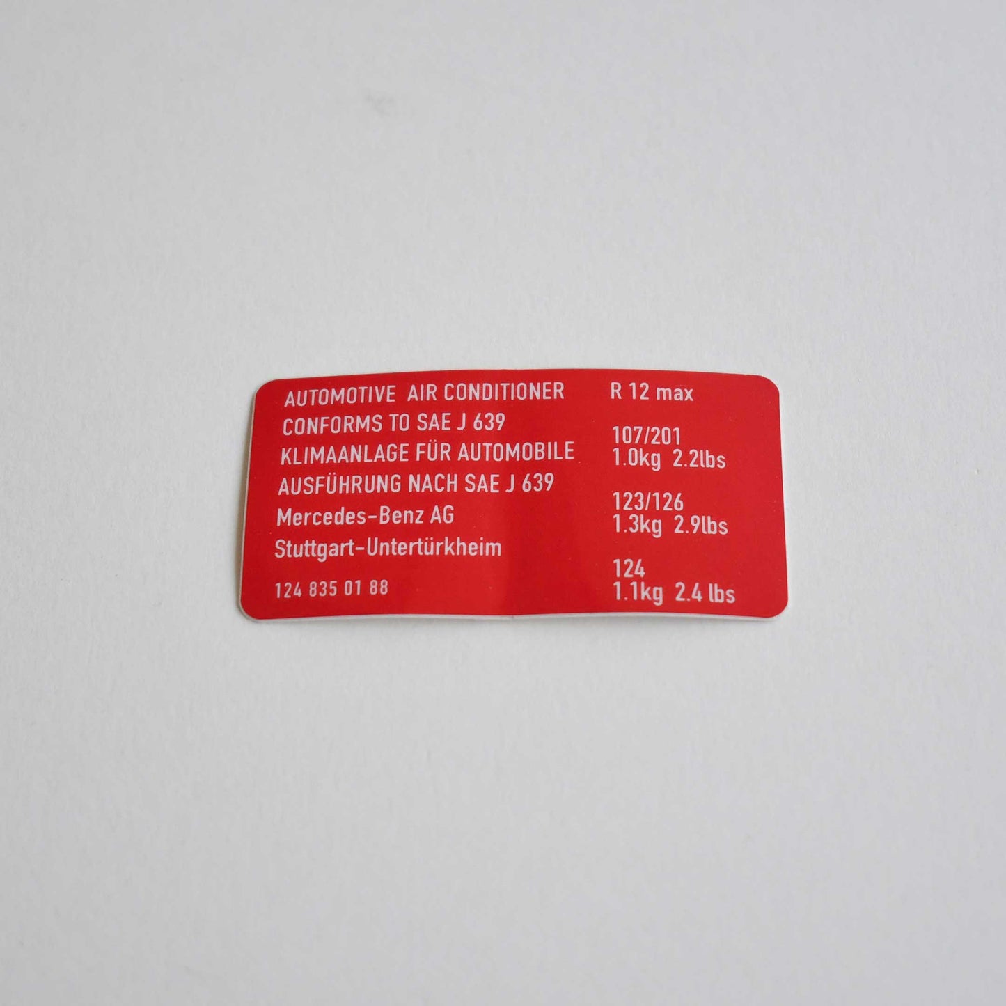Classic Trim Parts - Automotive Air Conditioner Sticker Genuine Mercedes - R107 and A124 Models - Mercedes-Benz