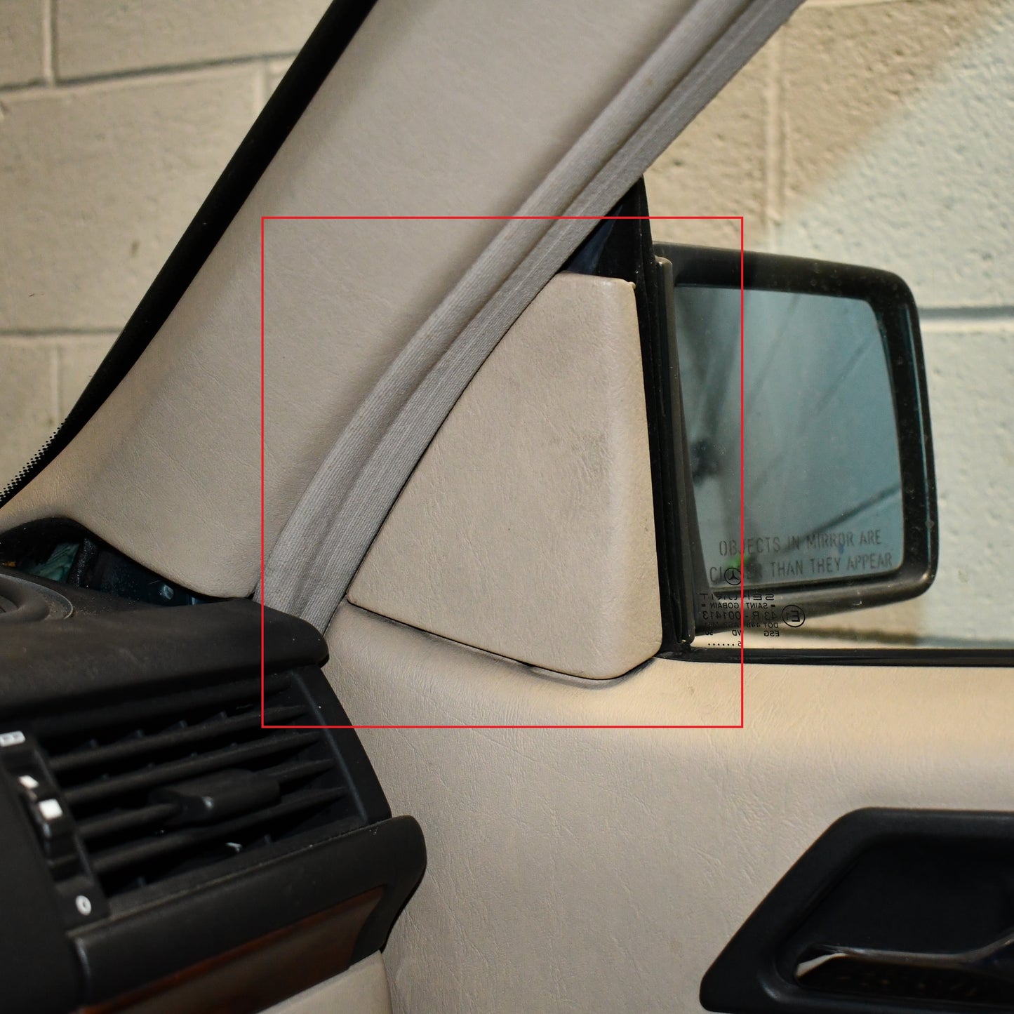 Left Side View Mirror Trim Piece Mushroom/Black Genuine Mercedes - A124 Models - Classic Trim Parts