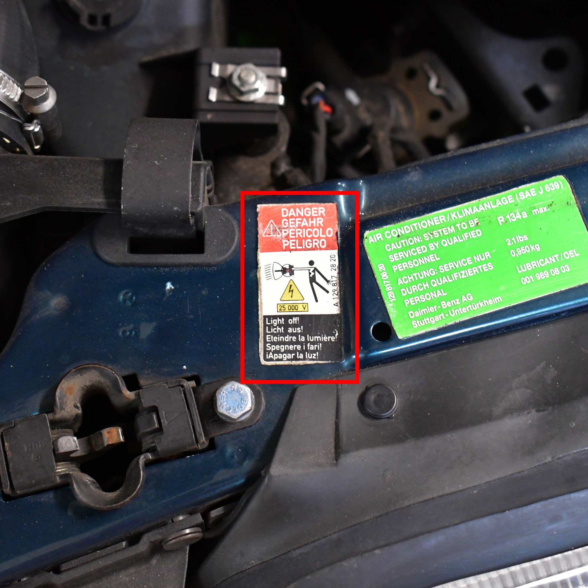 Xenon Headlight Warning Sticker Genuine Mercedes - R129, R170, W208 –  Classic Trim Parts