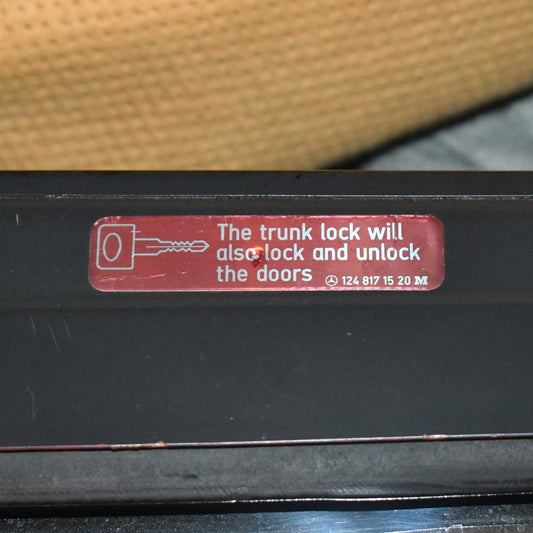 Classic Trim Parts - Mercedes R107 A124 - Trunk and Door Lock Sticker Label Location